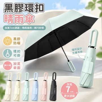 桃園出貨✨黑膠環扣晴雨傘 加寬7cm折疊遮陽傘 防紫外線兩用太陽傘