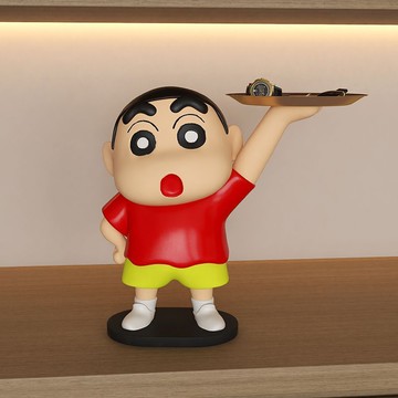 ⭐臺灣出貨⭐蠟筆小新客廳桌面玄關入門進門鑰匙收納托盤鞋櫃裝飾搬家禮物擺件