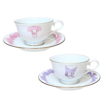 小禮堂 美樂蒂 酷洛米 陶瓷咖啡杯附盤 195ml (花圈款)