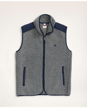 Brooks Brothers Men's Big & Tall Teddy Fleece Zip Vest | Heather Grey | Size 3X Tall