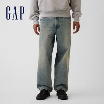 【GAP】極寬鬆牛仔褲-淺色水洗(906989)