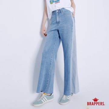 BRAPPERS 女款 高腰全棉寬褲-淺藍