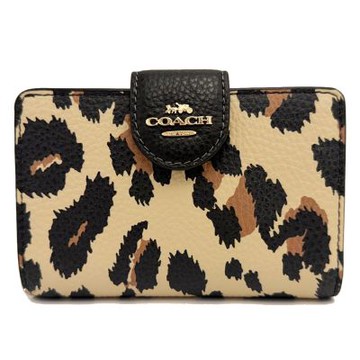 COACH 新款豹紋印花鈔票零錢袋中夾(豹紋)