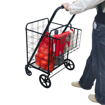 購物車/菜籃車 購物車 手拉車 推車 戶外購物車 四輪買菜手拉車 鐵網籃推車 大容量採購手拉車 手拉拖車 買菜推車