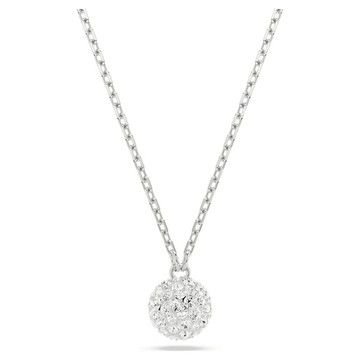 【Swarovski 施華洛世奇】Dextera 鏈墜 (圓形切割 球體 白色 鍍白金色)(5693206)