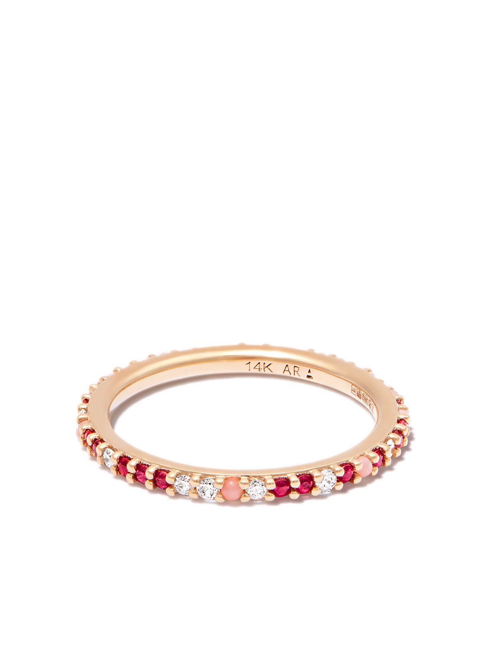 Adina Reyter - 14kt yellow gold Amalfi multi-stone ring - women - Ruby/14kt Yellow Gold/Opal/Diamond - 4 1/2