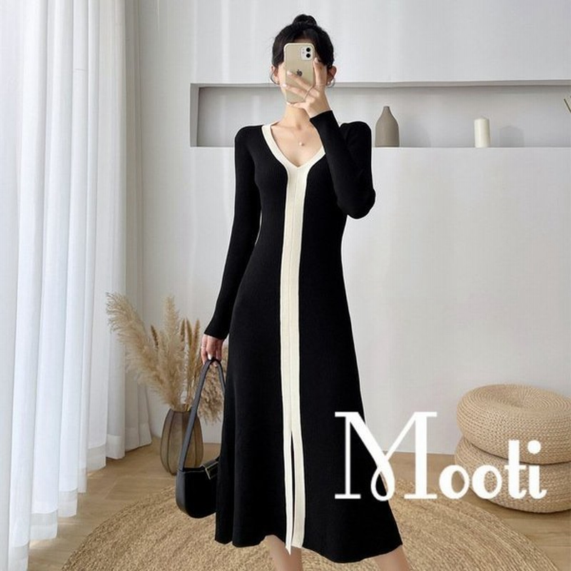 ニットワンピース レディースvネック40代 秋冬 マキシ丈ワンピース 長袖 無地 結婚式ドレス ロング 通勤 ゆったり 通販 Lineポイント最大get Lineショッピング