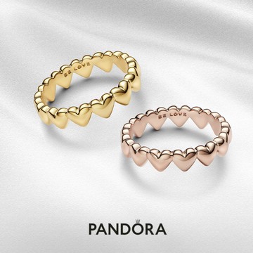 [客製化卡片] 情侶/閨蜜對戒💗【Pandora官方直營】心心相映戒指-玫瑰金/金。生日禮物。情人節禮物