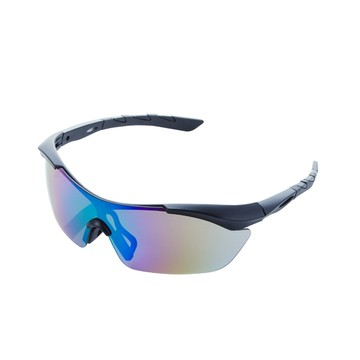 Z-POLS 消光霧黑TR90頂級材質框 抗UV400 PC電鍍七彩綠一片式帥氣運動太陽眼鏡(輕巧彈性配戴舒適)