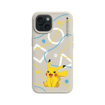 iPhone 15 SolidX 貝殼灰 - 寶可夢 Pokemon - 幾何系列-皮卡丘