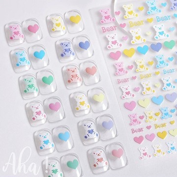 可當裝飾貼紙【薄款X超浮貼】貼紙 指甲貼 Aha指甲貼 小熊馬卡龍 熊熊貼紙 Bear 貼紙 YES好生活