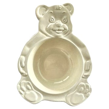 手工製小熊碗  霧面白  1個