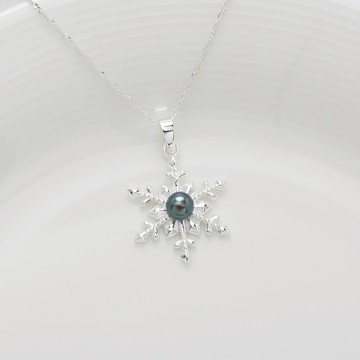 【Angel & Me】極光之星 珍珠 s925 純銀項鍊 雪花 情人 生日禮物