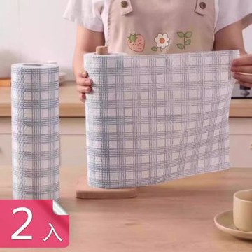 【荷生活】乾濕兩用加大加厚方格紋懶人抹布 拋棄式吸水吸油厚實廚房抹布-2入組