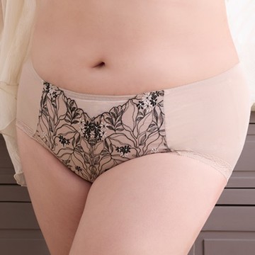 華歌爾-EFG+大罩杯 L-3L中高腰三角褲(榛果茶色) 搭配內褲-NS8186TX