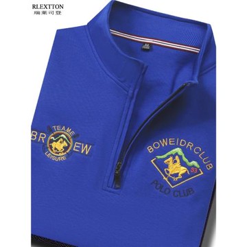 清倉特價立領半高領拉鏈長袖T恤男裝衛衣POLO衫體恤刺繡上衣高檔