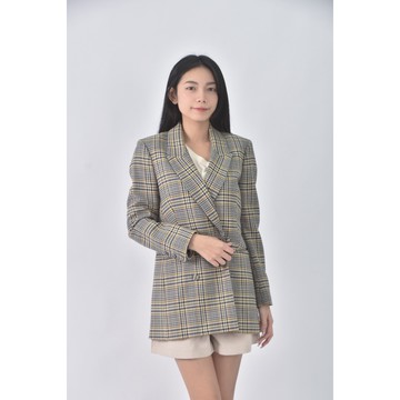 (S) 西裝格紋綠色外套二手衣