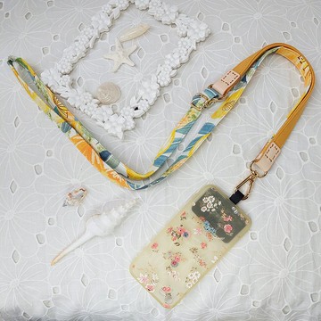 三合一多功能黃色韓國棉布手機斜背繩/斜背帶/背繩/掛繩