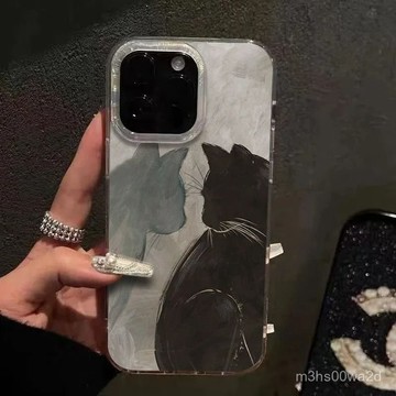 卡通黑灰貓咪 防摔 適用蘋果16 15 iPhone14 13 12 11 Promax XR XS 8 7P手機殼