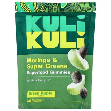 Kuli Kuli, 超級食品軟糖，辣木與超級綠植，青蘋果，60 粒植物基軟糖