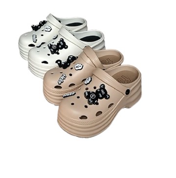 [e鞋院]艾美增高女洞洞鞋/園丁鞋/防水拖鞋 黑23.5CM