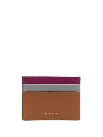 Marni - logo colour-block cardholder - women - Cotton/Calf Leather/Calf Leather/Viscose - One Size - Brown