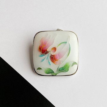 卡塔庫栗【深紅】景泰藍胸針純銀包線景泰藍