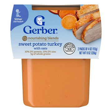 Gerber, Mealtime for Baby，Power Blend™，第 2 階段輔食®，全穀物甘薯火雞，2 包，每包 4 盎司（113 克）