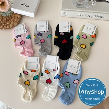 Anyshop韓國襪 愛心滿版隱形襪 愛心 彩心 極短襪 愛心襪 隱形襪 韓襪 韓國襪子 女襪22001