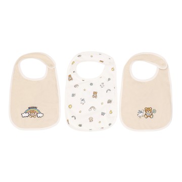 Moschino Kids 米色嬰幼兒禮盒組-圍兜三件