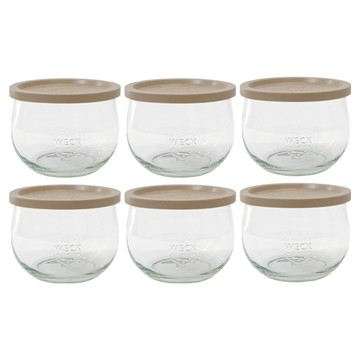 WECK 鬱金香型玻璃罐身 + 米色PE蓋 No.744  580ml  6套