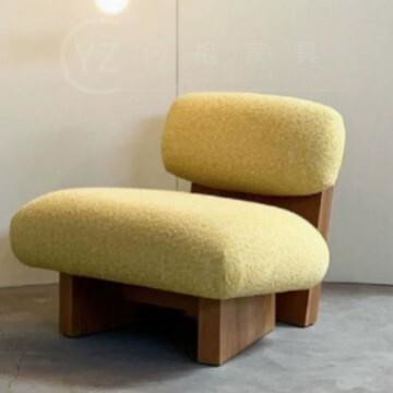 公司貨 免運 可開立發票 沙發 沙發椅 單人沙發 客廳沙發奶油風實木單人沙發椅簡約布藝羊羔絨布藝休閑椅白蠟木設計師單椅工廠現貨直銷 售後保障 全館八折 5k830