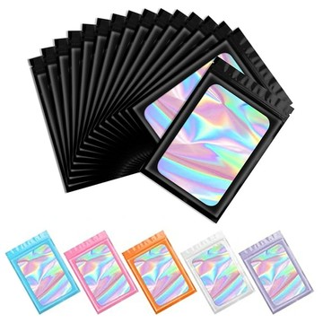 洛陽牡丹 100個飾品包裝袋 彩色透明開窗鐳射自封袋 加厚密封收納封口袋（OZ）