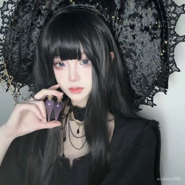 髮飾館🥇假毛女黑長直髮 日係 驚封劉佳儀cos 小女巫萬用齊劉海動漫全頭套式 自然 逼真 造型裝扮 修飾臉型 新款 增髮