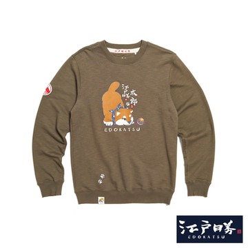江戶勝 男裝 勝太郎系列 狗狗球厚長袖T恤-中灰色