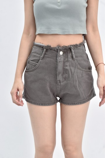 加購優惠(S) fashion jeans 高腰牛仔灰色短褲