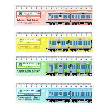 小禮堂 Sanrio 三麗鷗 x JR東日本 塑膠直尺 15cm (電車車長系列) 大耳狗 布丁狗