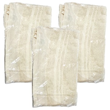 LIFE 來福牌 HS0524緞條素色毛巾 34 x 79cm 88g 棉紗  淡雅米色  3入