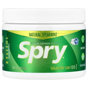 Xlear, Spry Dental Defense System，無糖口香糖，天然薄荷味，100 粒