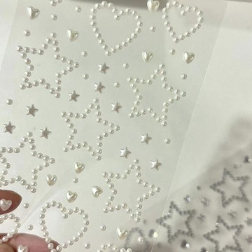 ⚡免運臺灣有貨⚡星星愛心五角星閃鑽珍珠貼紙手賬化妝臉貼出卡打包裝飾飾品⚡可開票