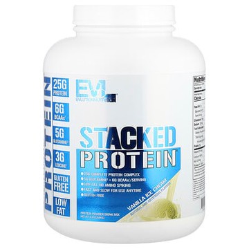 EVLution Nutrition, Stacked Protein® 粉，香草霜淇淋味，5 磅（2268 千克）