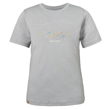 【【蘋果戶外】】mont-bell 1114616 LGY【女款】美麗諾羊毛短袖上衣 MW plus LT SKY HIGH CAMP 短袖排汗衣 排汗T恤 機能衣