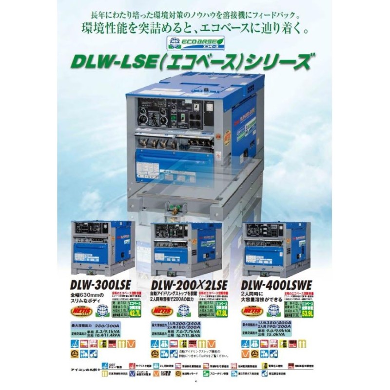 デンヨー Denyo 超低騒音型ディーゼルエンジン溶接機 DLW-300LSE エコ