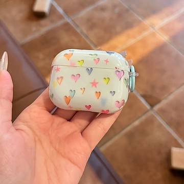韓系彩色小愛心適用於耳機套 Airpods pro3耳機殼 蘋果耳機保護套 適用4/3/2代耳機殼