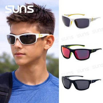 【SUNS】頂級抗UV400 包覆性兒童休閒偏光太陽眼鏡 N324B 超輕量防滑/防眩光/防撞擊