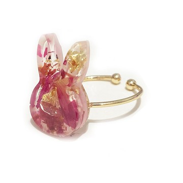 日本樹脂兔子立體戒指(戒圍可調)