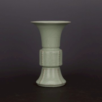 宋 汝窯粉青開片支釘花觚瓶  仿古舊貨瓷器古玩家居軟裝裝飾擺件