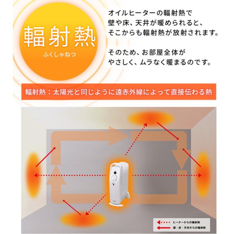 オイルヒーター 3.3畳 アイリスオーヤマ おしゃれ 小型 節電 電気代 