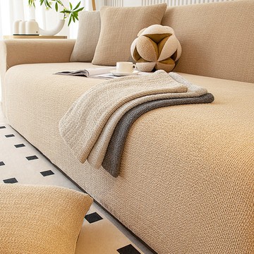 【好物良品】二人座_仿亞麻雪尼爾防貓抓四季通用高彈力全包式沙發罩140~170cm｜ 贈抱枕套x1岩深灰 二人座