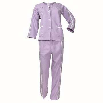 病人服套裝-扣領式-秋冬款-女款 100%棉  XXL  紫色  1組